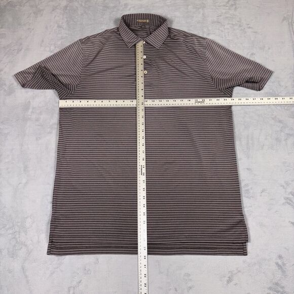 Peter Millar Summer Comfort Golf Polo Men's Size Large Gray Pink Striped Shirt - Picture 4 of 7